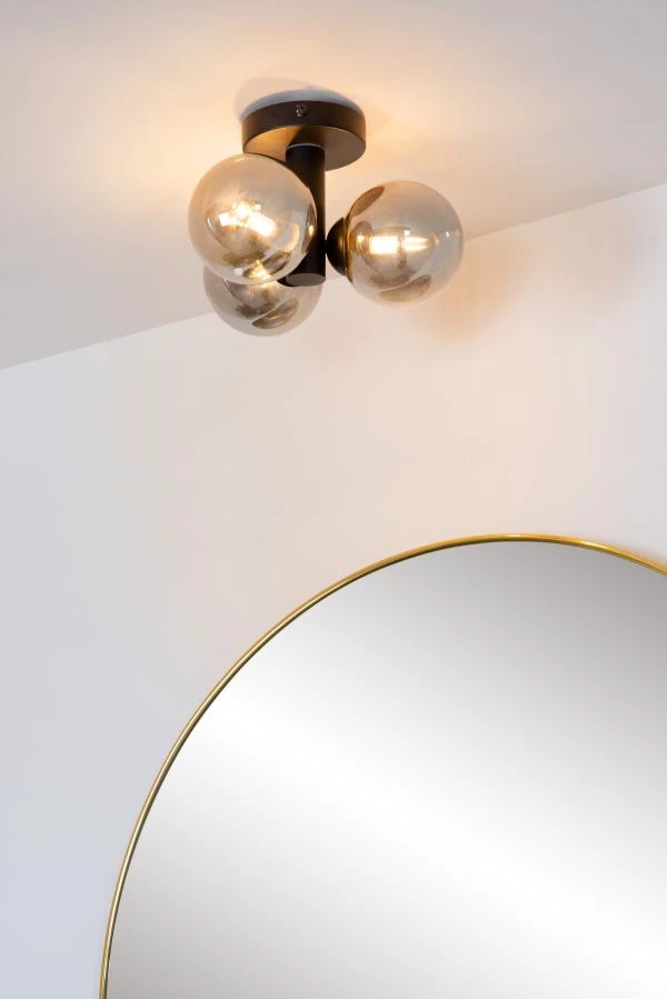 Lucide TRUDY - Flush ceiling light Bathroom - Ø 28 cm - 3xG9 - IP44 - Black - ambiance 3